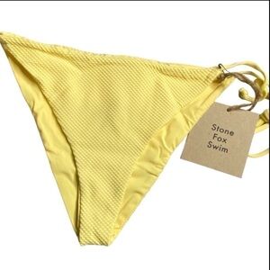 Stone Fox Swim sz XL River Yellow Pale Banana Pique Swim Bikini Bottom new
